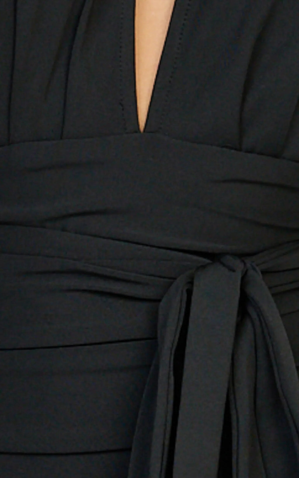 Liana Maxi Dress - Wide Sleeve Tie Waist Maxi Dress in Black