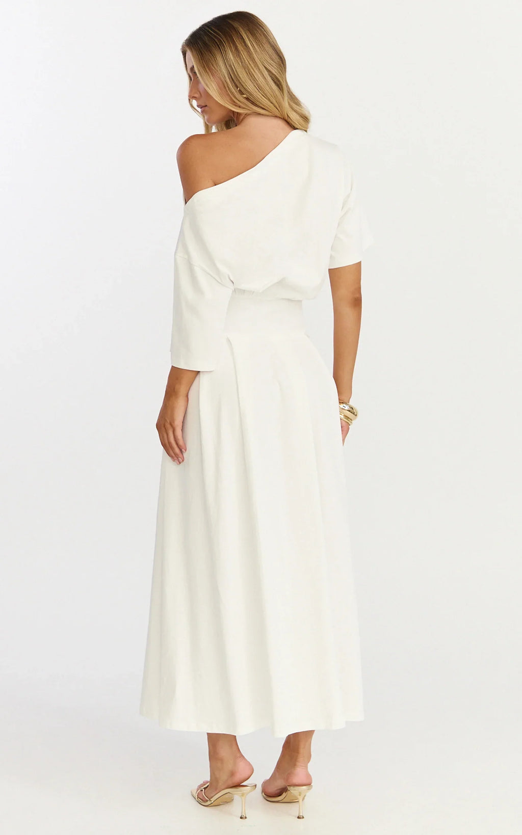 Tami Midi Dress - Off Shoulder Dress in White