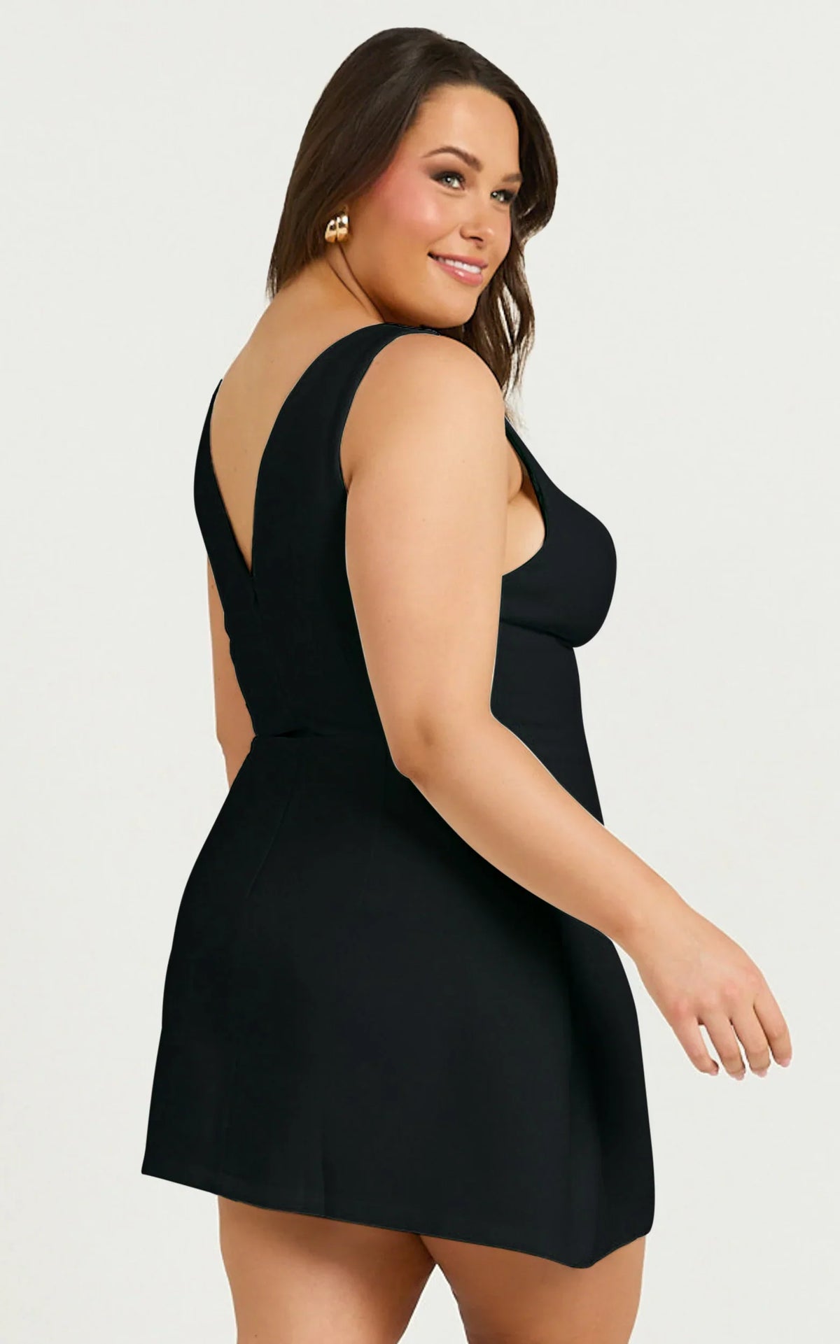 Freddie Mini Dress - Boat Neck Fit and Flare Dress in Black