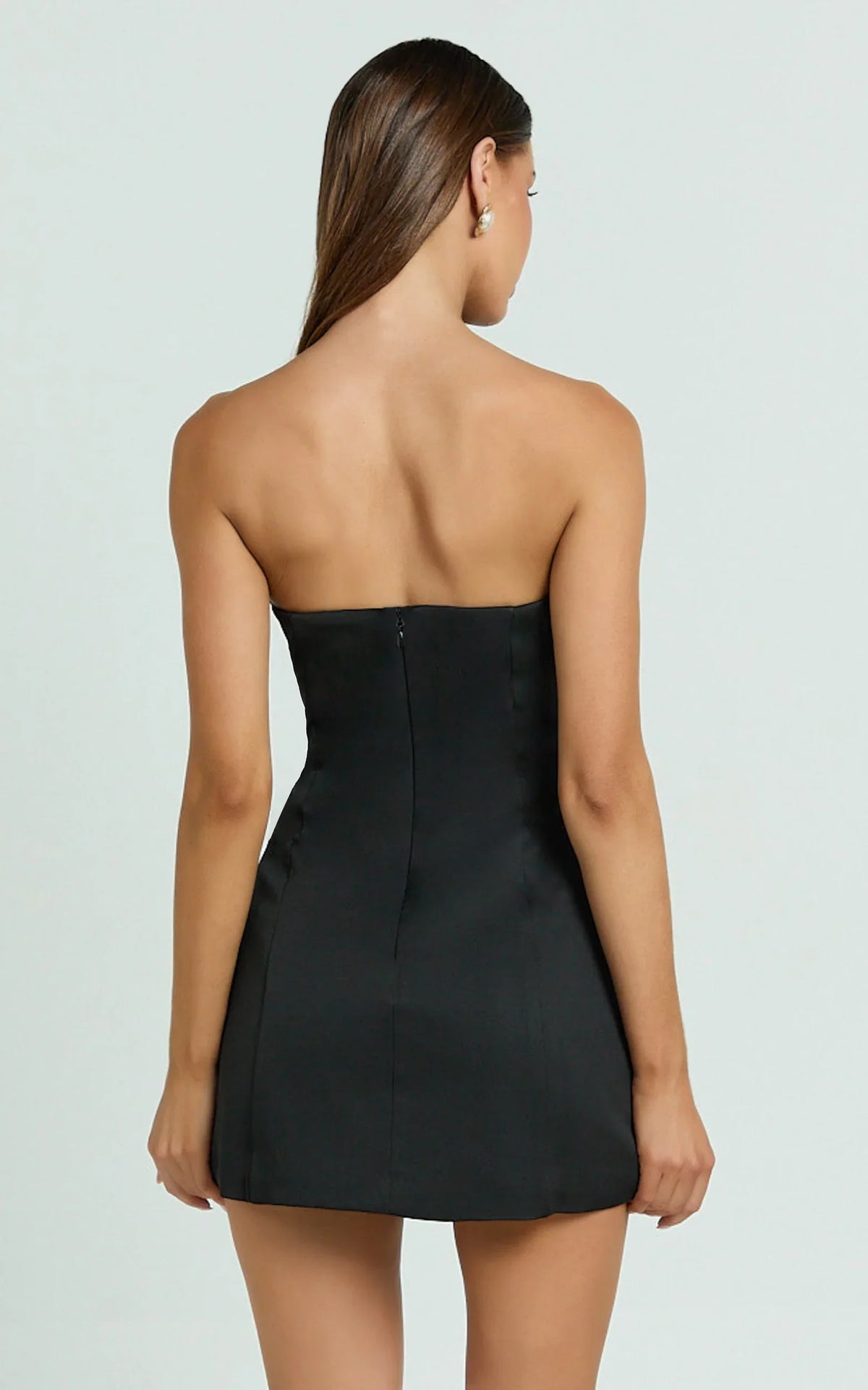 Catharine Mini Dress - Strapless A Line Dress in Black