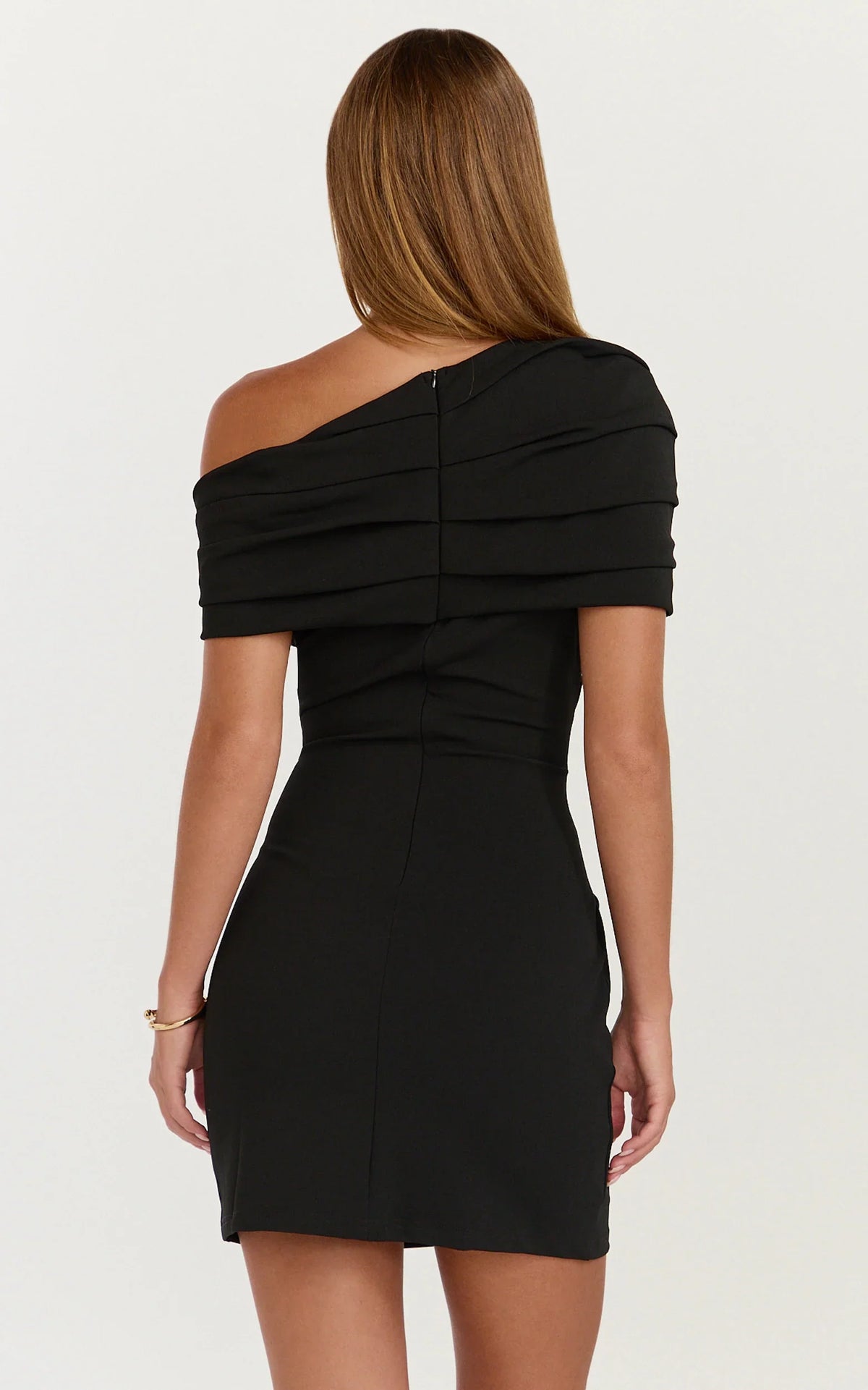 Kairose Mini Dress - Asymmetrical Sleeve Dress in Black
