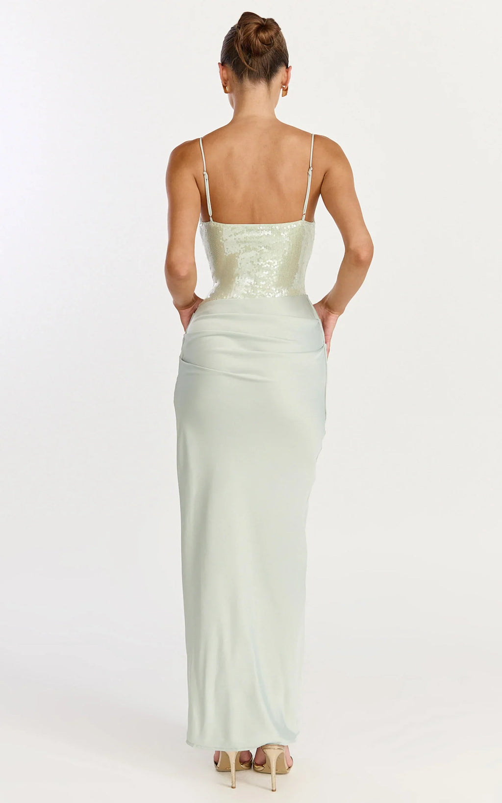Jasmin Maxi Dress - Sequin Overlay Dress in Sage