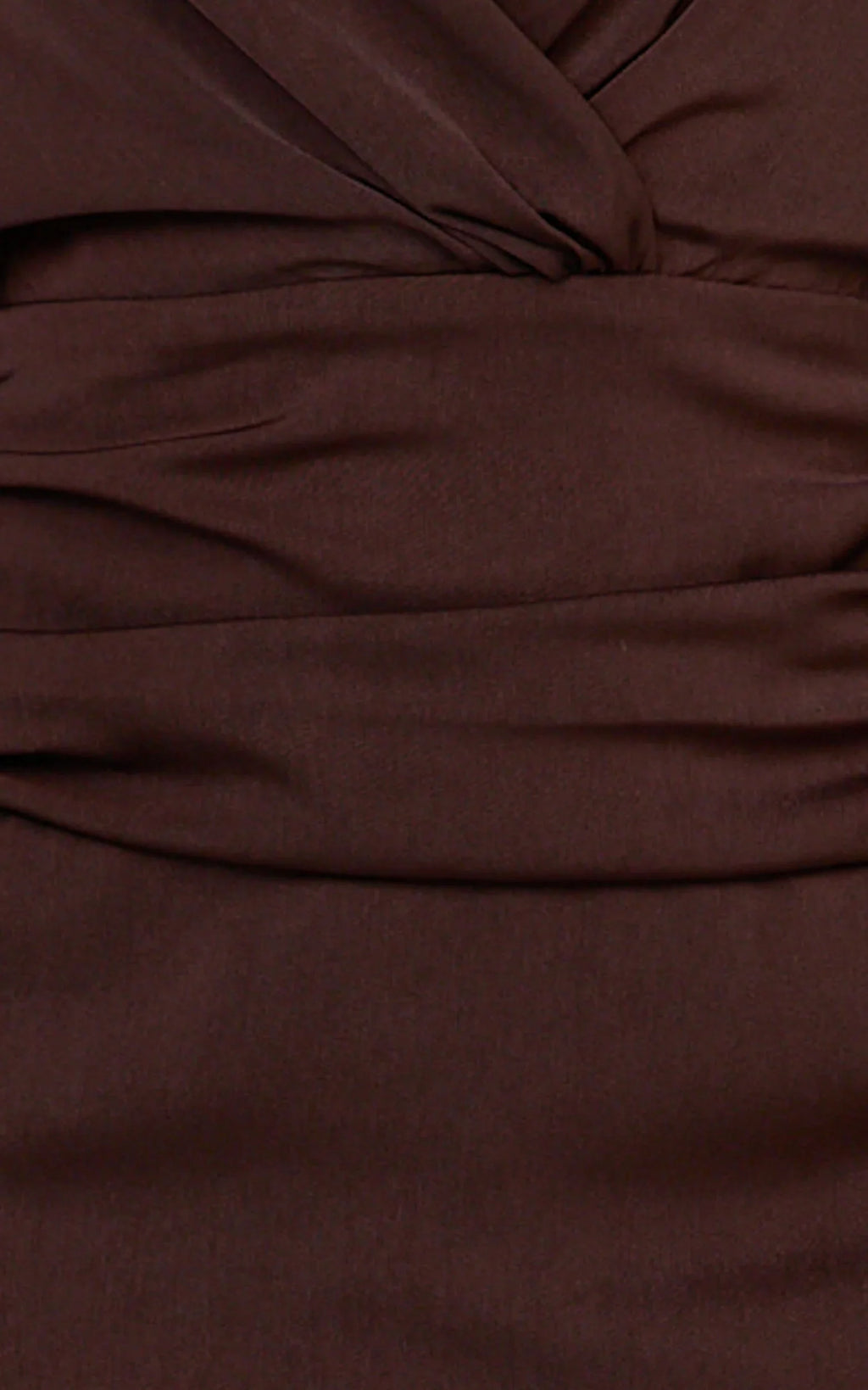 Azura Mini Dress - Long Sleeve Beaded Trim Plunge Neck Dress in Chocolate