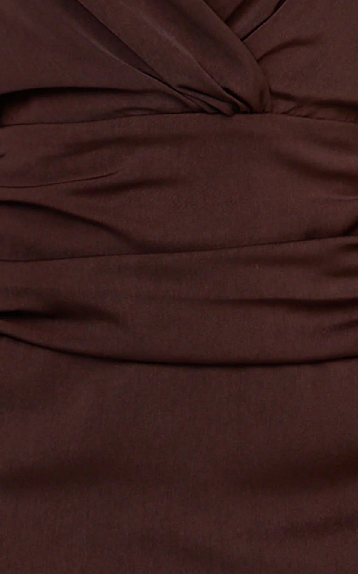 Azura Mini Dress - Long Sleeve Beaded Trim Plunge Neck Dress in Chocolate